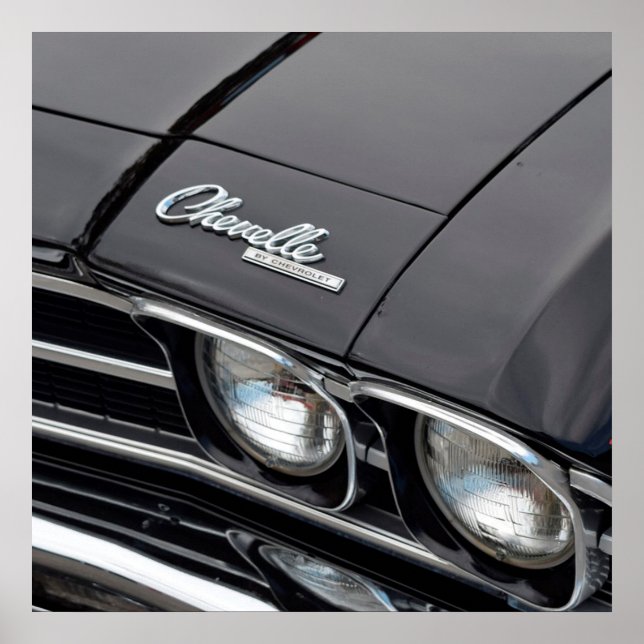 Classic Chevrlot Chevelle auf Black Poster (Vorne)
