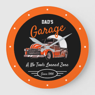 Classic Chevy Truck Garage Vater, beliebiger Name Große Wanduhr