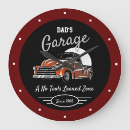 Classic Chevy Truck Garage Vater jeden Namen dunke Große Wanduhr