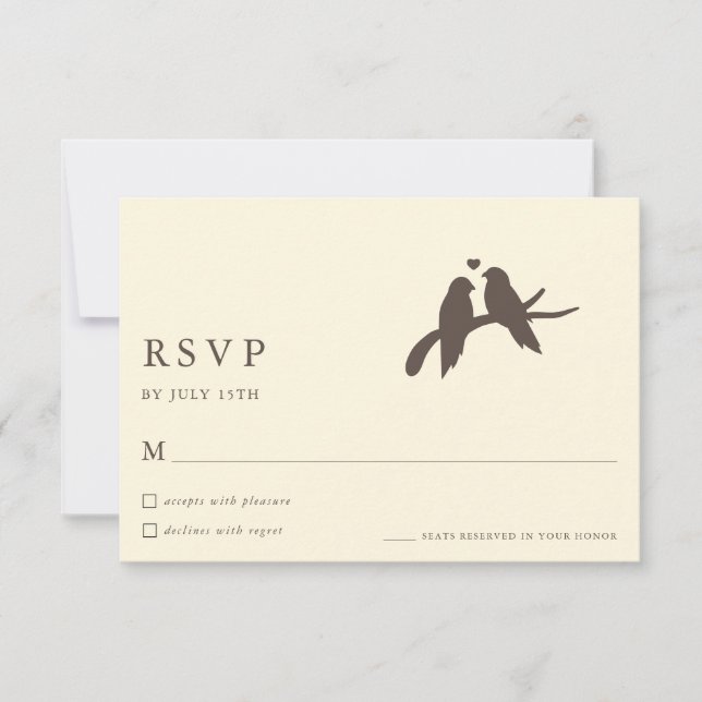 Classic Chic Birds Ivory Formal Wedding RSVP Cards (Vorderseite)