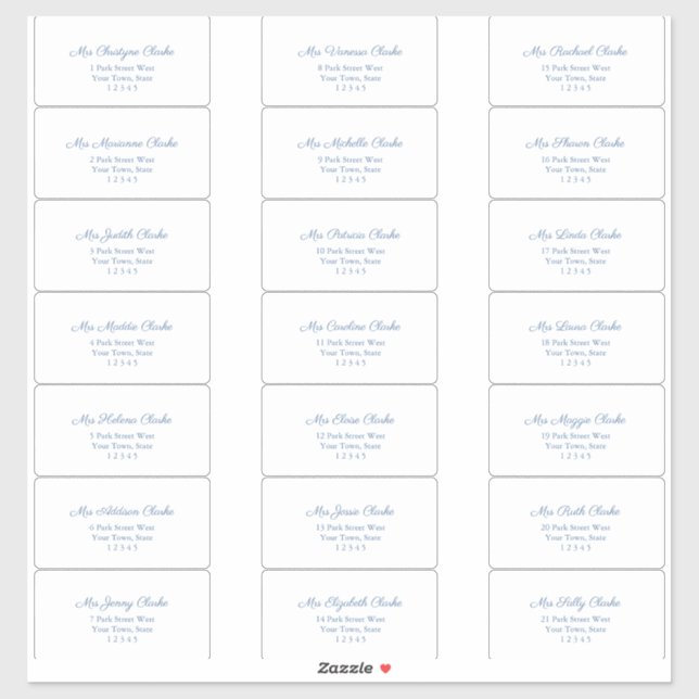 Classic Chic Dark Blue Text Guest Address Labels (Blatt)