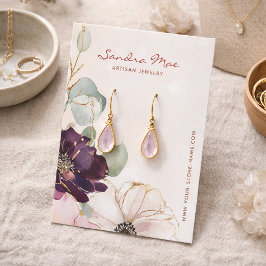 Classic Chic PurplFloral Gold Jewelry Display Card Visitenkarte