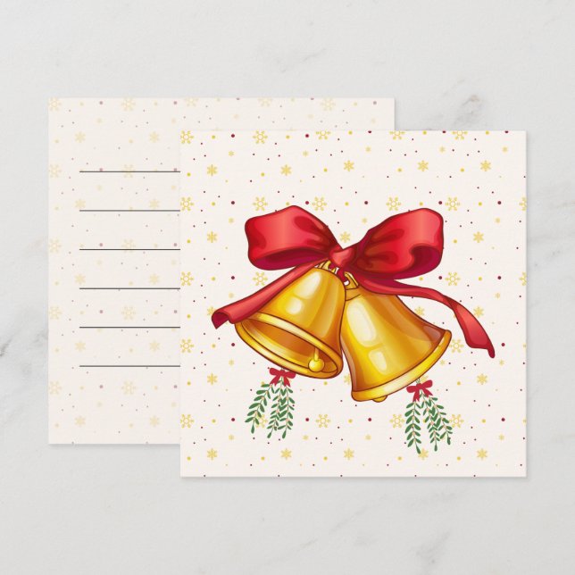 Classic Christmas Bells Holiday Card (Vorne/Hinten)