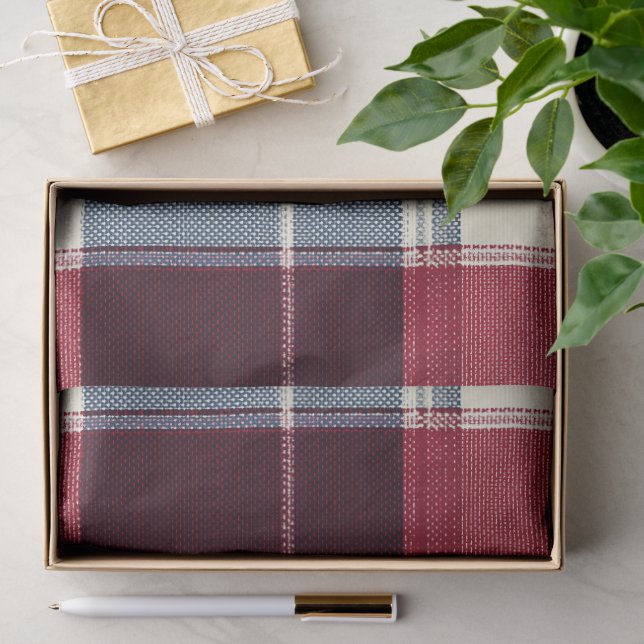Classic Christmas Blue and Red Plaid Seidenpapier (Geschenk)