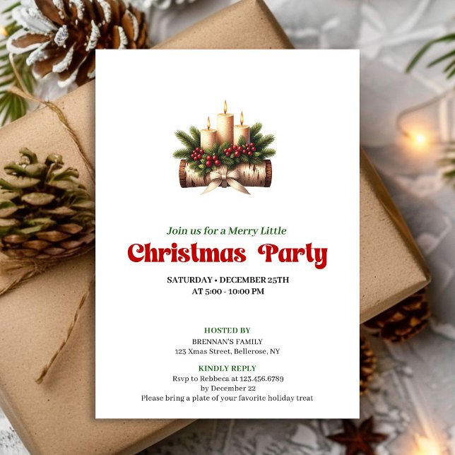 Classic Christmas Candles Holiday Invitation Einladung (Classic Christmas Candles Holiday Invitation)