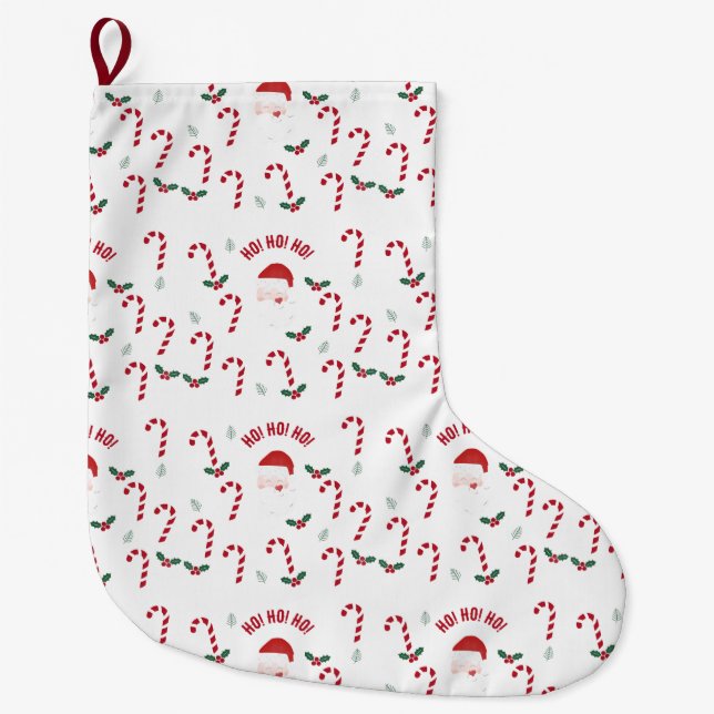 Classic Christmas Candy Cane Großer Weihnachtsstrumpf (Vorderseite)