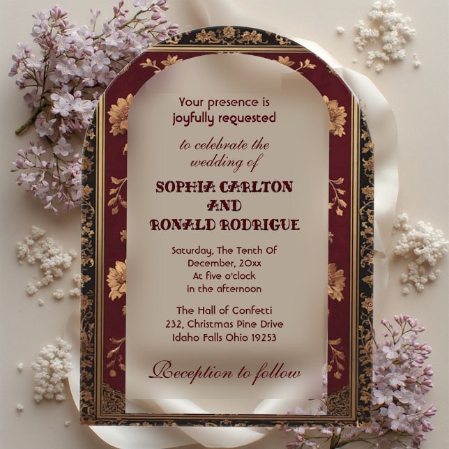 Classic Christmas Chinoiserie Traditional Wedding Acryleinladungen (Classic Christmas Chinoiserie Traditional Wedding Acrylic Invitations)