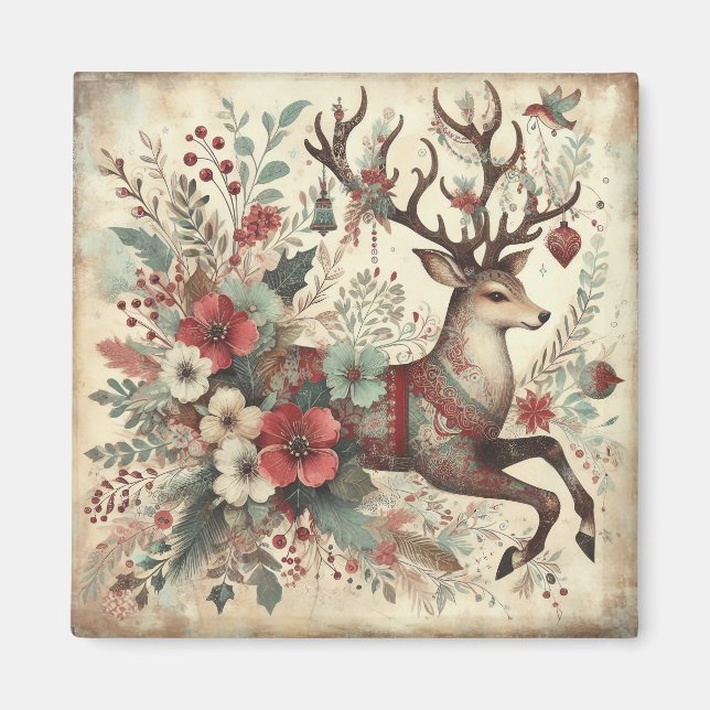Classic Christmas Deer Magnet (Vorne)