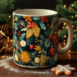 Classic Christmas foliage with red ornaments Kaffeetasse
