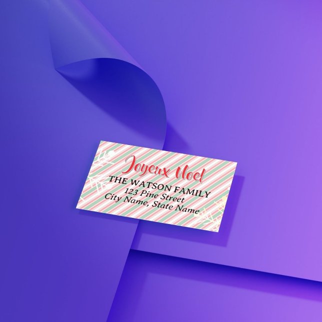 Classic Christmas Green Red White Stripes (Use this family Christmas address label to speed up your Christmas card preparation)