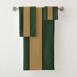Classic Christmas Green und Gold Streifen Badhandtuch Set