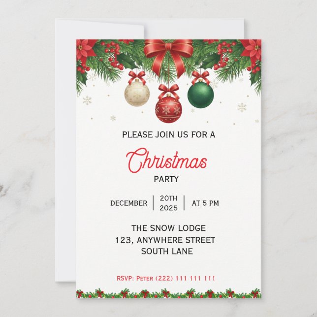 Classic Christmas  Holiday Party Invitation (Devant)