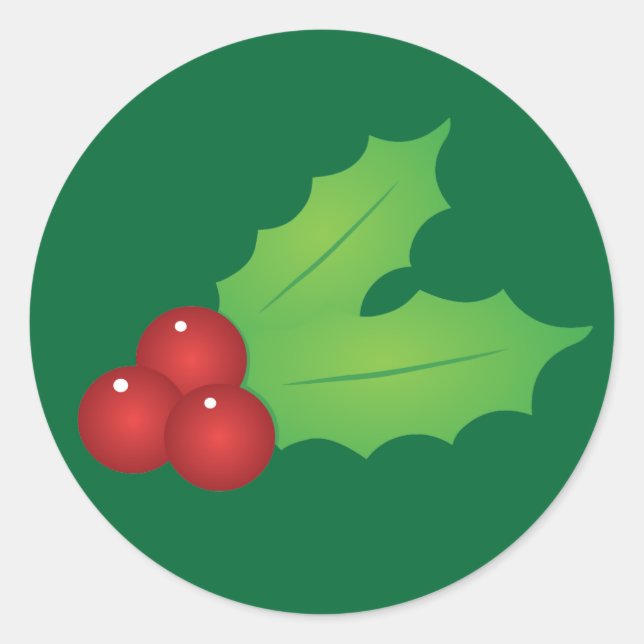 Classic Christmas Holly Runder Aufkleber (Vorderseite)