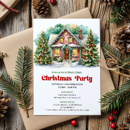 Classic christmas house invite playful lettering einladung