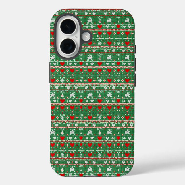 Classic Christmas Knit iPhone 16 Hülle (Rückseite)