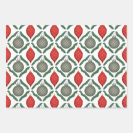 Classic Christmas Ornaments Set Wrapping Paper Geschenkpapier Set