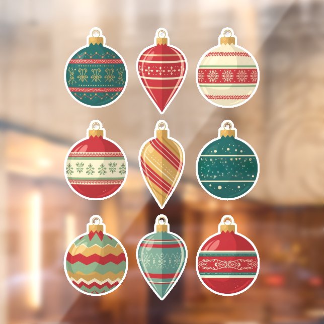 Classic Christmas Ornaments Window Cling Fensteraufkleber (Blatt 2)
