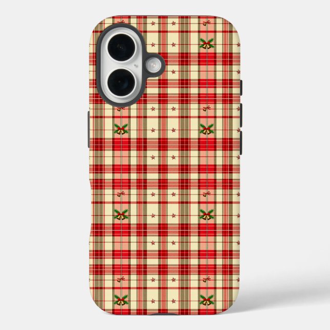Classic Christmas Plaid iPhone 16 Hülle (Rückseite)