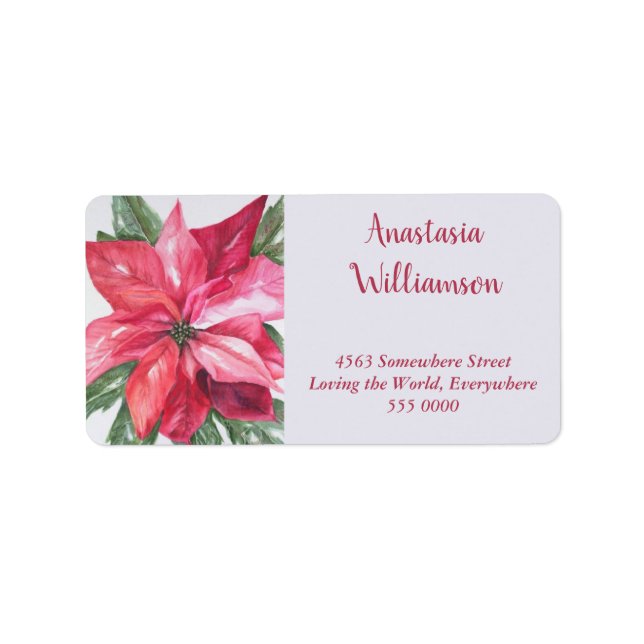 CLASSIC CHRISTMAS POINSETTIA BLUME ADRESSE ADRESSAUFKLEBER (Vorne)