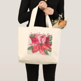 CLASSIC CHRISTMAS POINSETTIA BLUME SECRET SANTA JUMBO STOFFBEUTEL