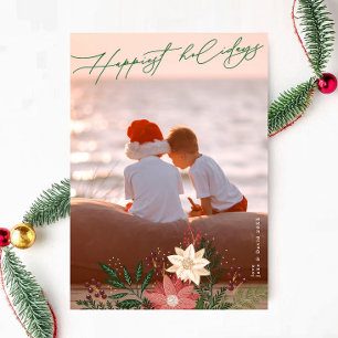 Classic Christmas Poinsettia Festive Foto Happy Feiertagskarte