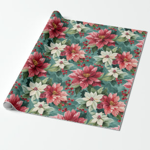 Classic Christmas Poinsettia Geschenkpapier