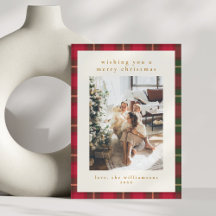 Classic Christmas Red Green Kariert Portrait Foto