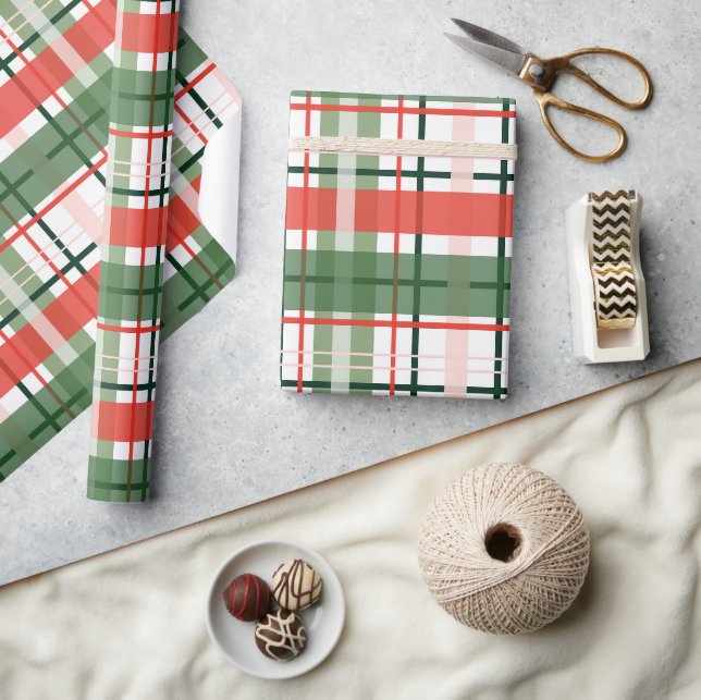 Classic Christmas Red Green und White kariert Geschenkpapier (Kunsthandwerk)