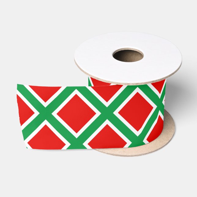 Classic Christmas Red Green White 3 inch Satin Rib Satinband (Spule)