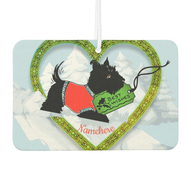 Classic Christmas, Retro Scotty Hund, Air Freshene Autolufterfrischer (Vorderseite)