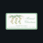 Classic Christmas Strumpf Garland Vintage Adresse Adressaufkleber<br><div class="desc">Watercolor Weihnachten Strümpfe Grünen Vintagen Urlaub Rücksendeadresse Label. Diese wunderschöne Weihnachtsfoto-Karte bietet eine Weihnachtsgarage in Aquarellfarben mit weißen Bögen als Rahmen für ein Foto. Zurück der Einladung sind Weihnachts-Strümpfe mit Weihnachtsgarten und Bögen. Es ist perfekt, wenn Sie eine klassische, südliche, großtausendjährige Weihnachtskarte suchen. Melden Sie mich für notwendige Anpassungen oder...</div>
