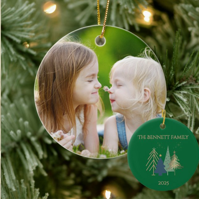 Classic Christmas Tree Family Photo Named  Keramik Ornament (Von Creator hochgeladen)