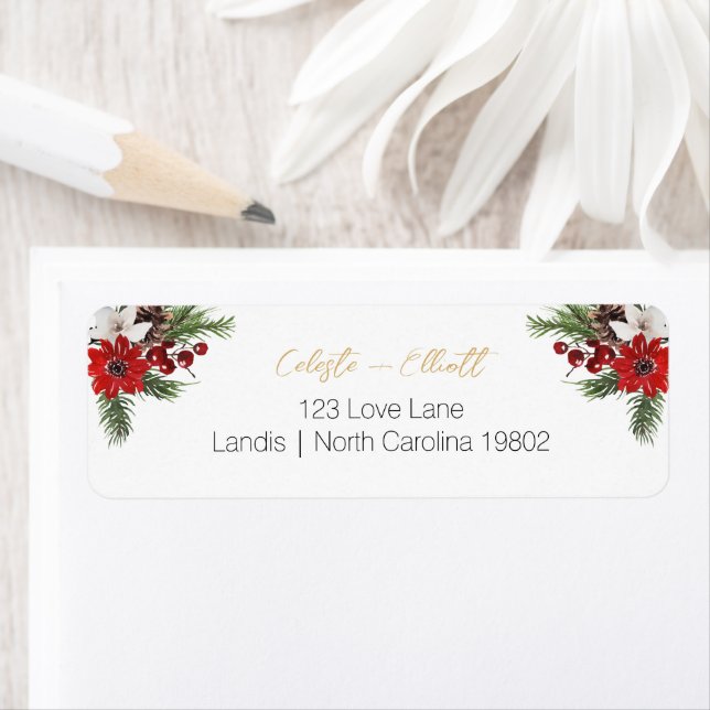 Classic Christmas White Baby Shower Rücksendeadres (Insitu)