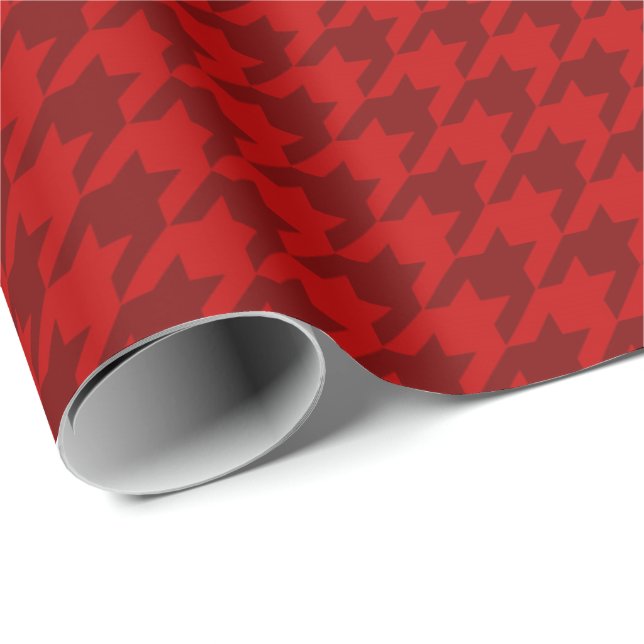 Classic Christmas Wrap Hahnentrittmuster Red Burgu Geschenkpapier (Rolleneckpunkt)