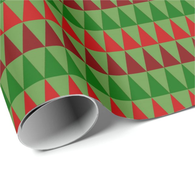 Classic Christmas Wrap Red Green Burgundy Triangle Geschenkpapier (Rolleneckpunkt)