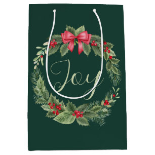 Classic Christmas Wreath Green Joy Mittlere Geschenktüte