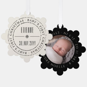 Classic Circle Siegel Baby's First Christmas Ornament Karte