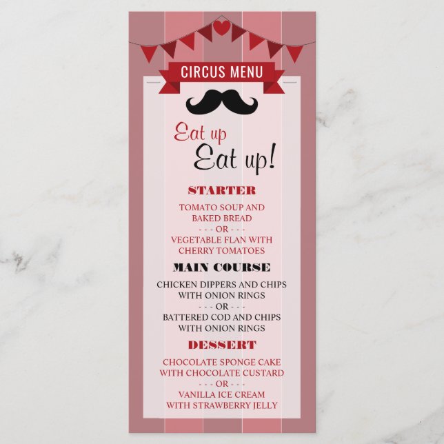 Classic Circus Poster Children's Birthday Menu (Devant)