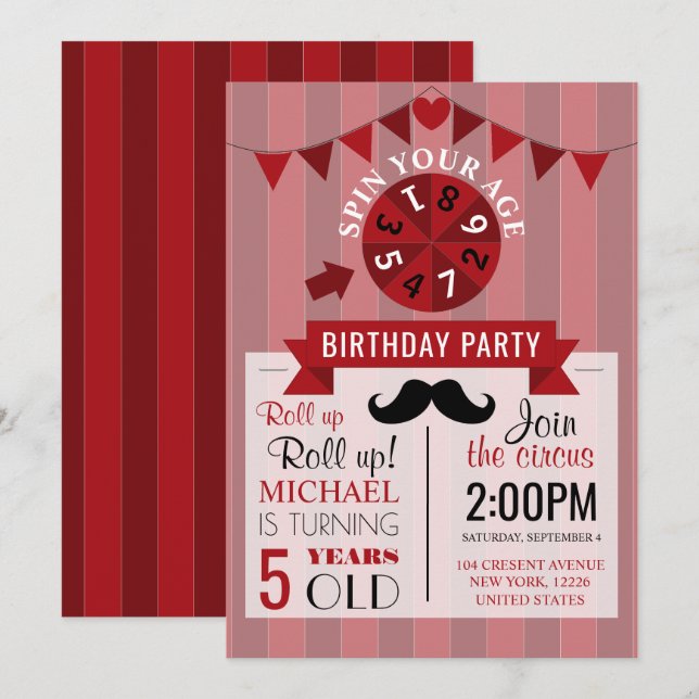 Classic Circus Poster Children's Birthday Party Einladung (Vorne/Hinten)