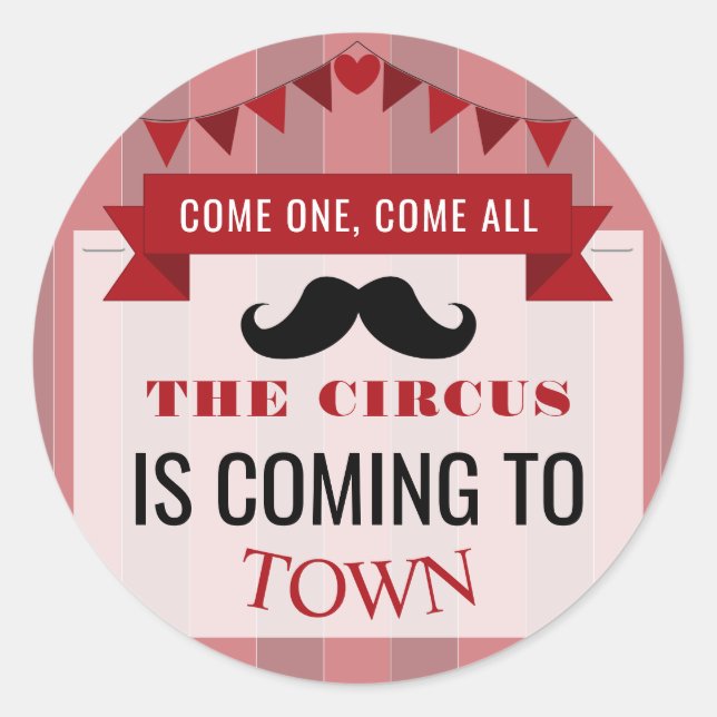 Classic Circus Poster Children's Birthday Party Runder Aufkleber (Vorderseite)