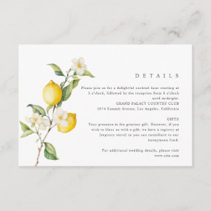 Classic Citrus Lemon Summer Wedding Begleitkarte