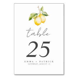 Classic Citrus Lemon Summer Wedding Tischnummer