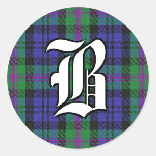 Classic Clan Baird Tartan Monogram Runder Aufkleber