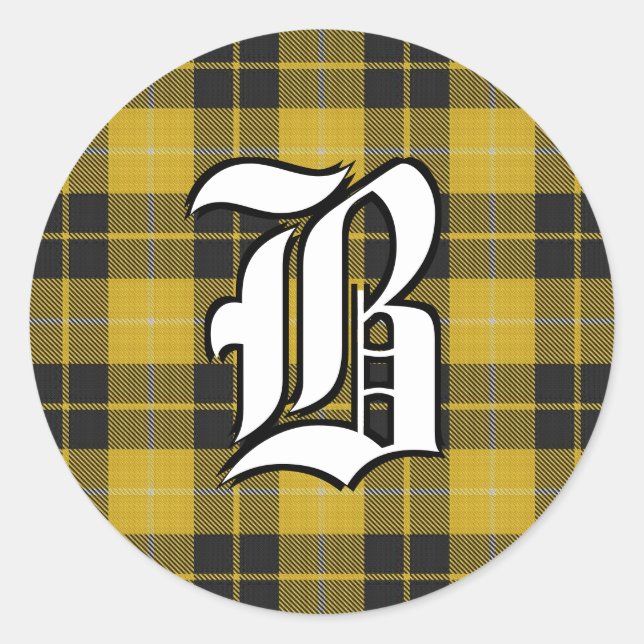 Classic Clan Barclay Tartan Monogram Runder Aufkleber (Vorderseite)