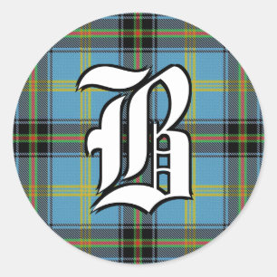 Classic Clan Bell Tartan Monogram Runder Aufkleber