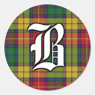 Classic Clan Buchanan Tartan Monogram Runder Aufkleber