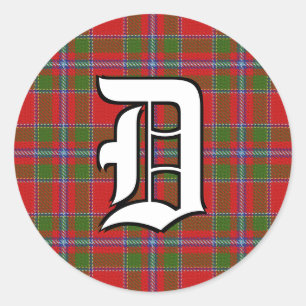 Classic Clan Drummond Tartan Monogram Runder Aufkleber