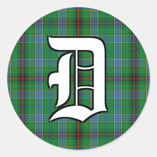 Classic Clan Duncan Tartan Monogram Runder Aufkleber (Vorderseite)