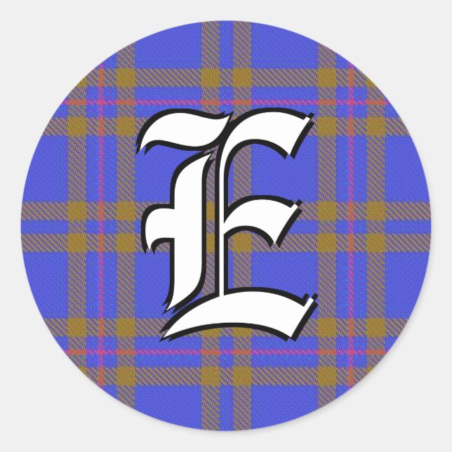 Classic Clan Elliot Elliott Tartan Monogram Runder Aufkleber (Vorderseite)