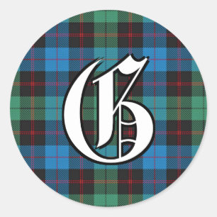 Classic Clan Guthrie Tartan Monogram Runder Aufkleber